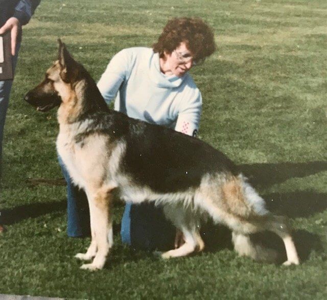 Gloria Birch and her german shepherd dog