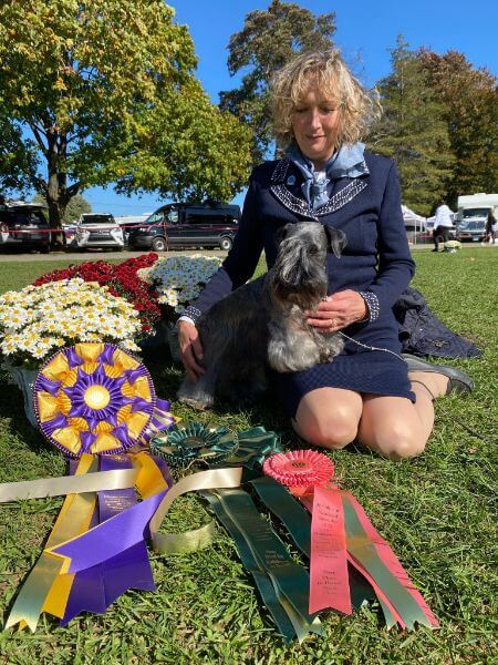 Julie Gritten with "Anna," winner of BOB at Montgomery County Kennel Club Show