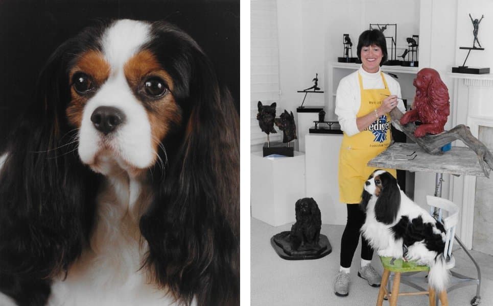 Left: Corneel strikes a pose. - Right: Janet York with her dog Corneel, whom she describes as "my perfect poser."