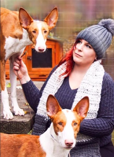 Jessica Stover with her Ibizan Hounds