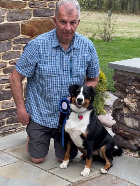 Keith Hermiz with his Appenzeller Sennenhund dog