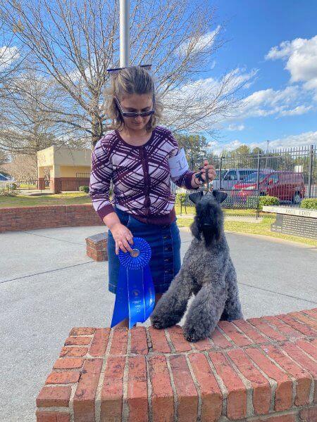 Angela Chase with her Kerry Blue Terrier