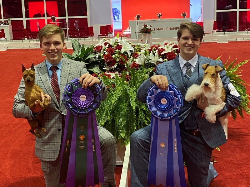 Luke Waters, the 2023 WKC Dog Show Best Junior Handler, is pictured at the show handling the Miniature Pinscher named "Kera."