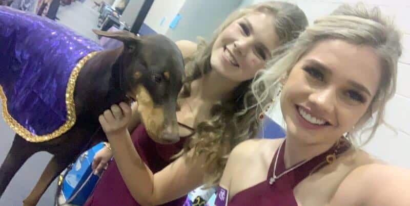 Ashlee Claggett with Ariella Harris and her dog